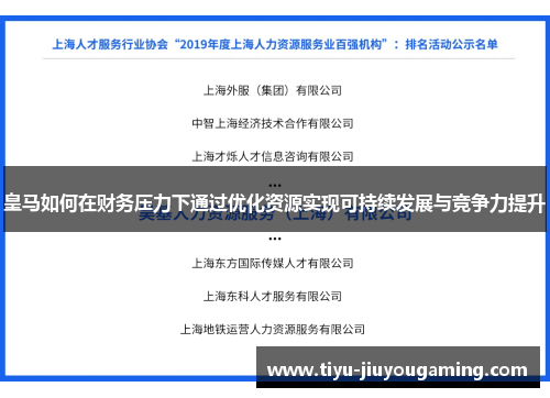 皇马如何在财务压力下通过优化资源实现可持续发展与竞争力提升