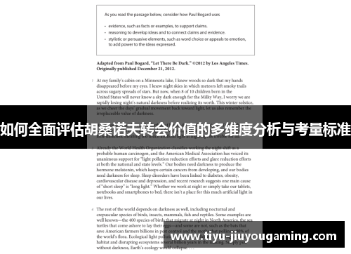 如何全面评估胡桑诺夫转会价值的多维度分析与考量标准